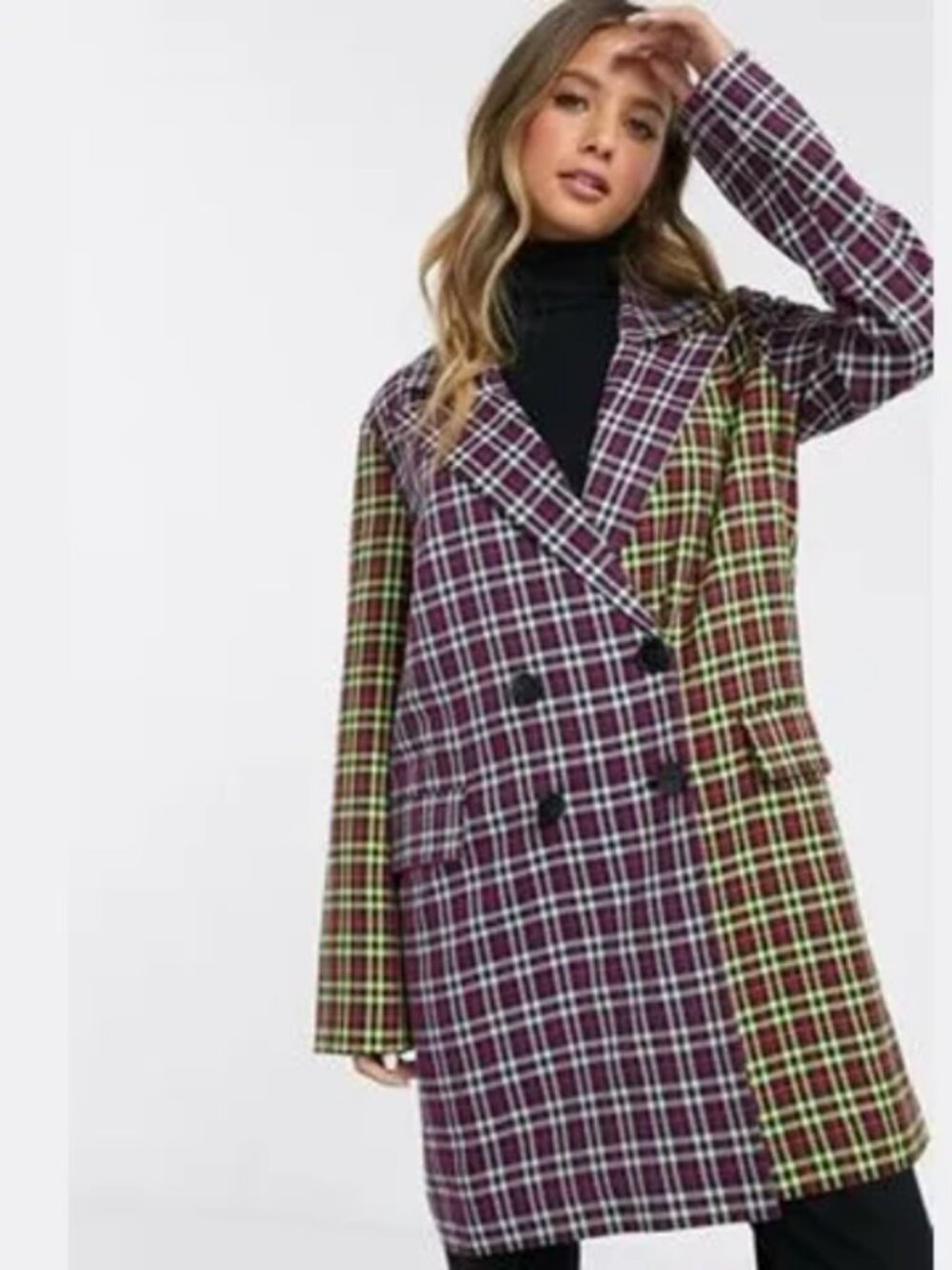 ASOS DESIGN Mixed Check Coat